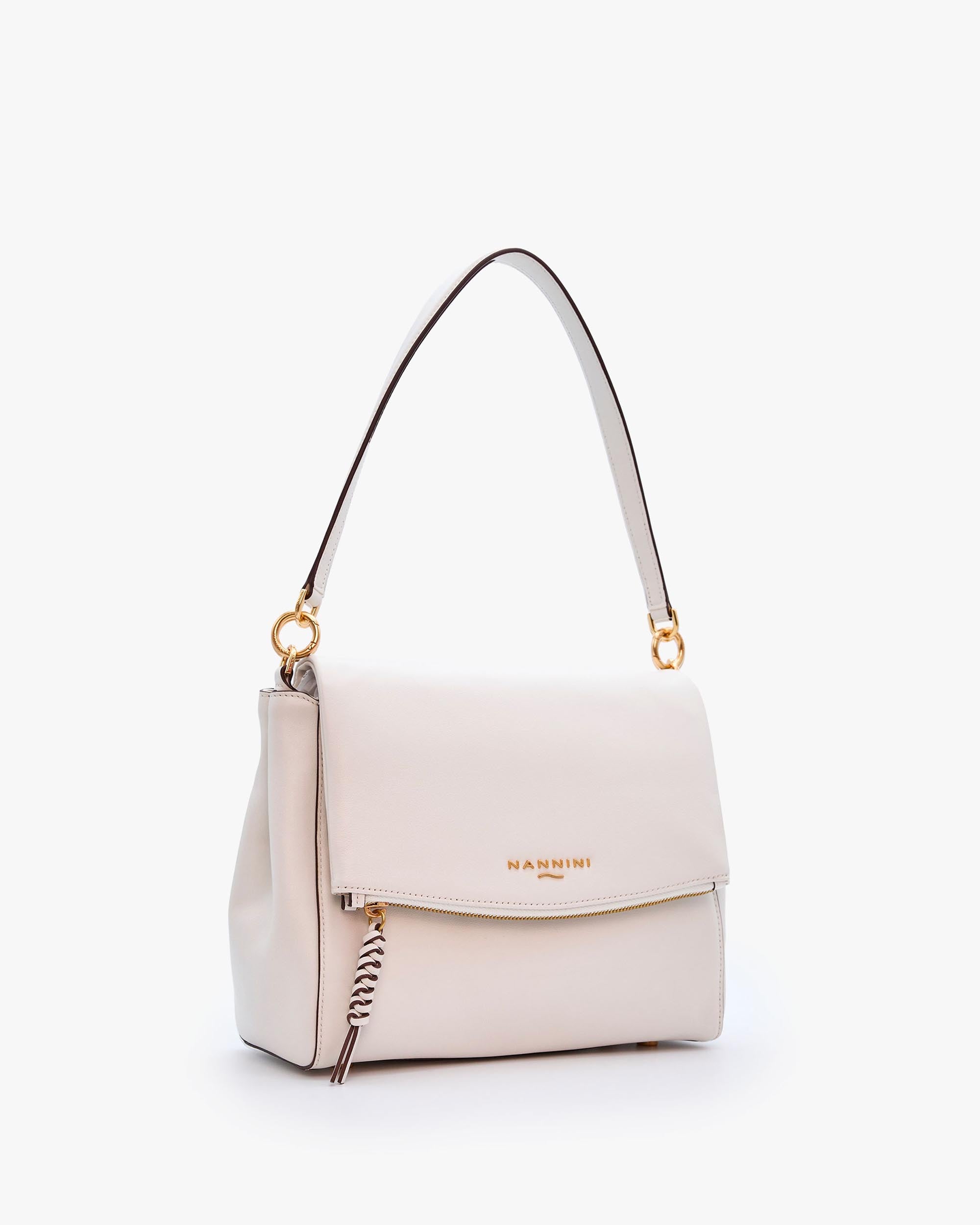 NANNINI borsa shopper donna pelle martellata verde scuro