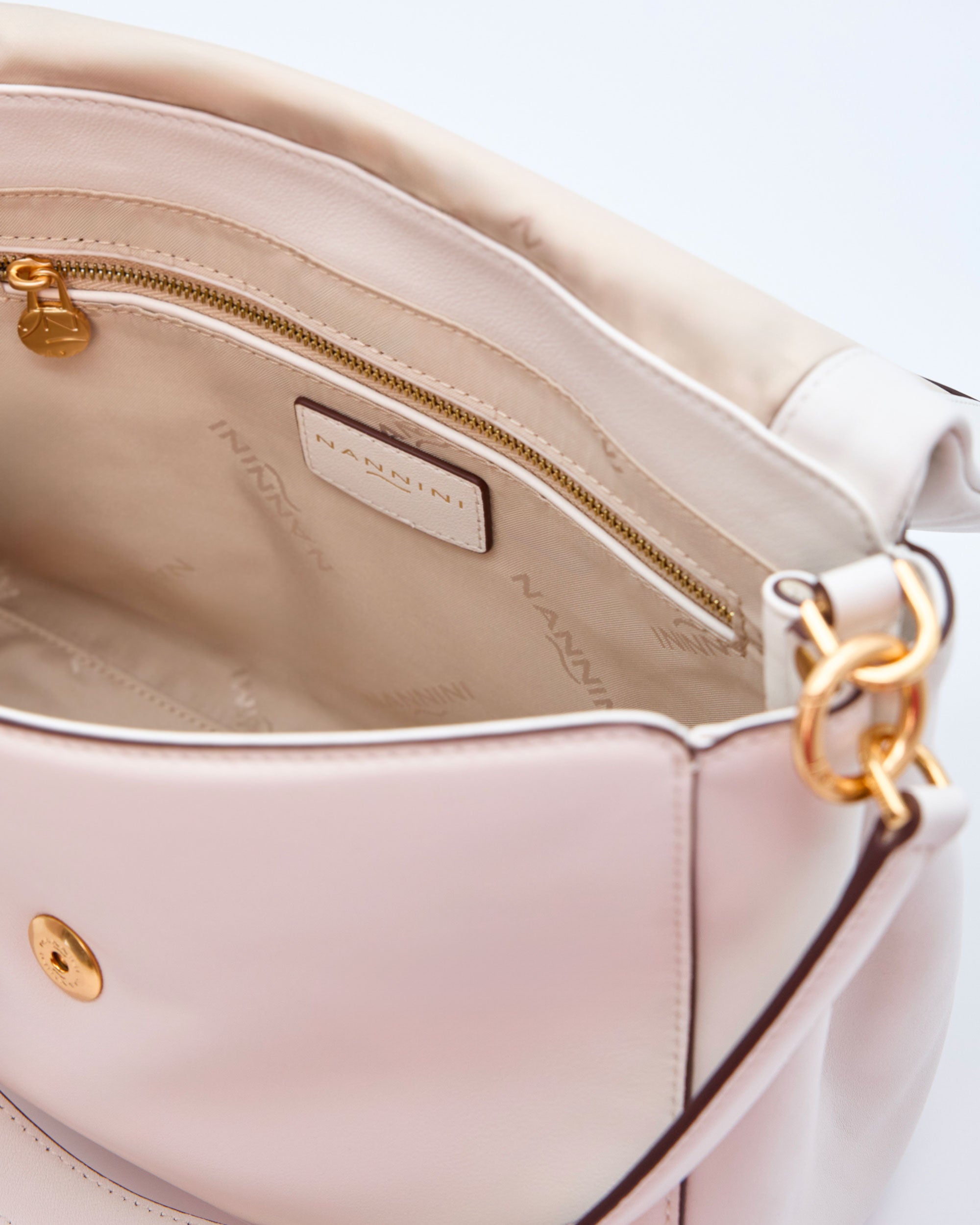 NANNINI borsa spalla donna pelle martellata tracolla beige