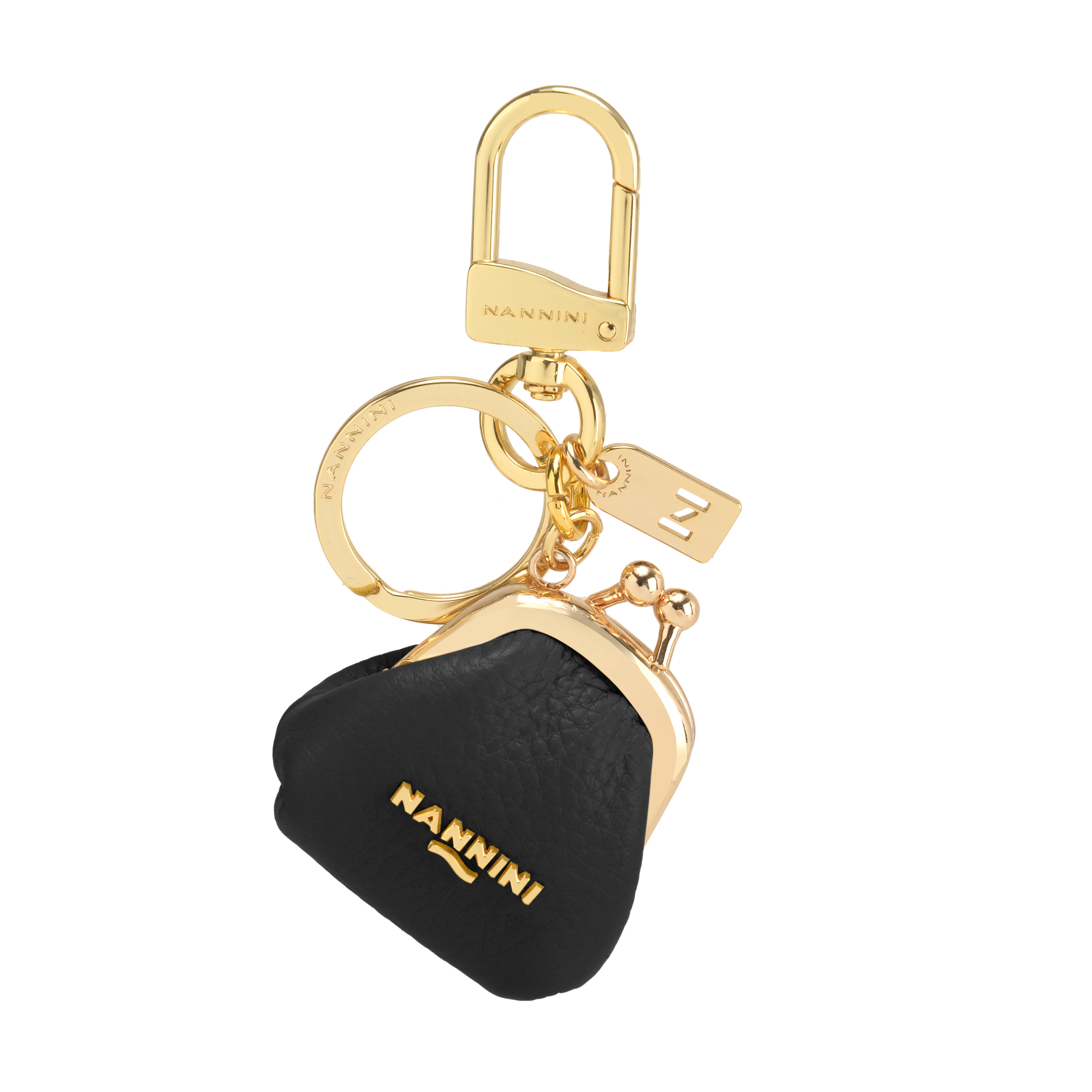 NANNINI borsa spalla donna nera pelle martellata catena
