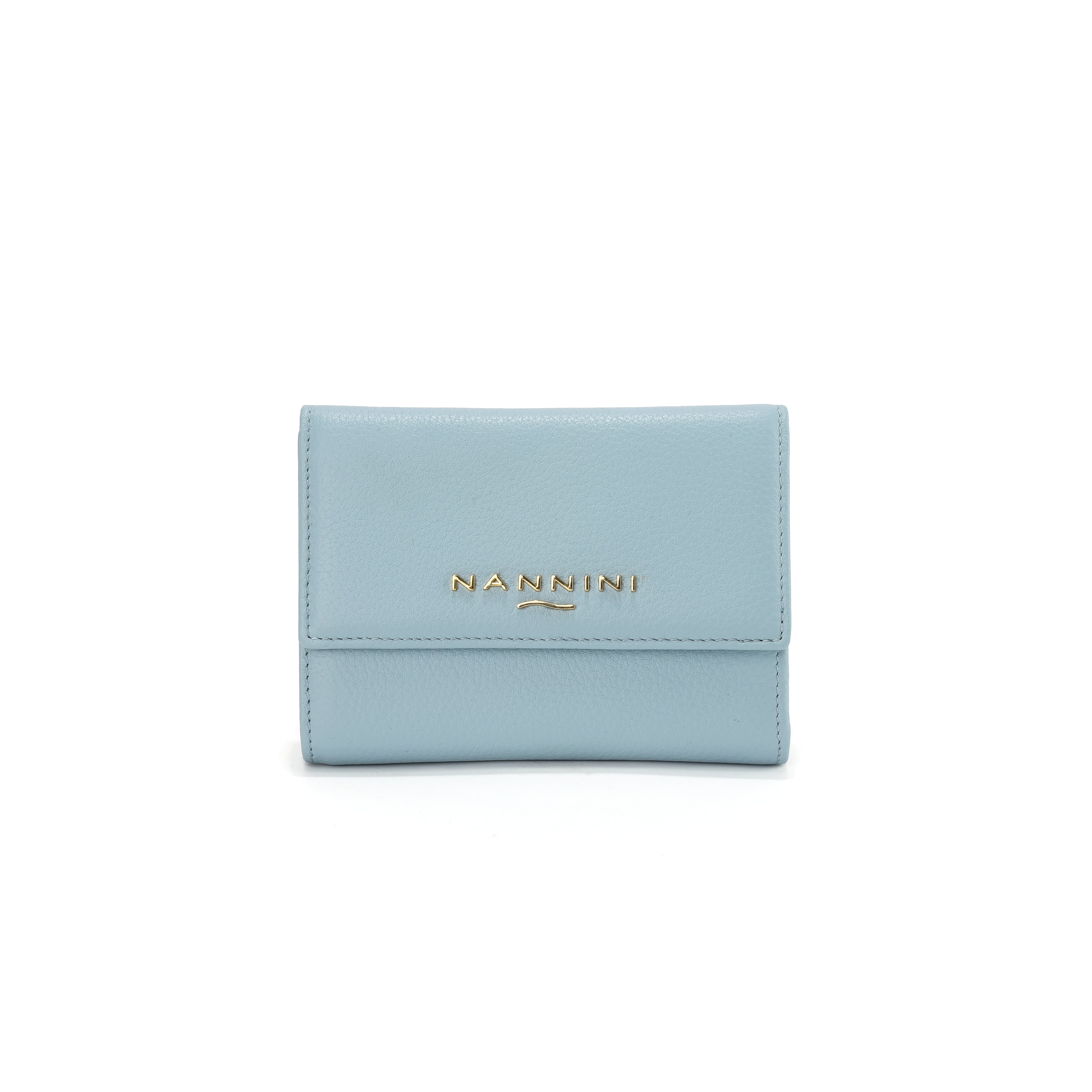 NANNINI tracolla piccola pelle saffiano cielo metalleria oro