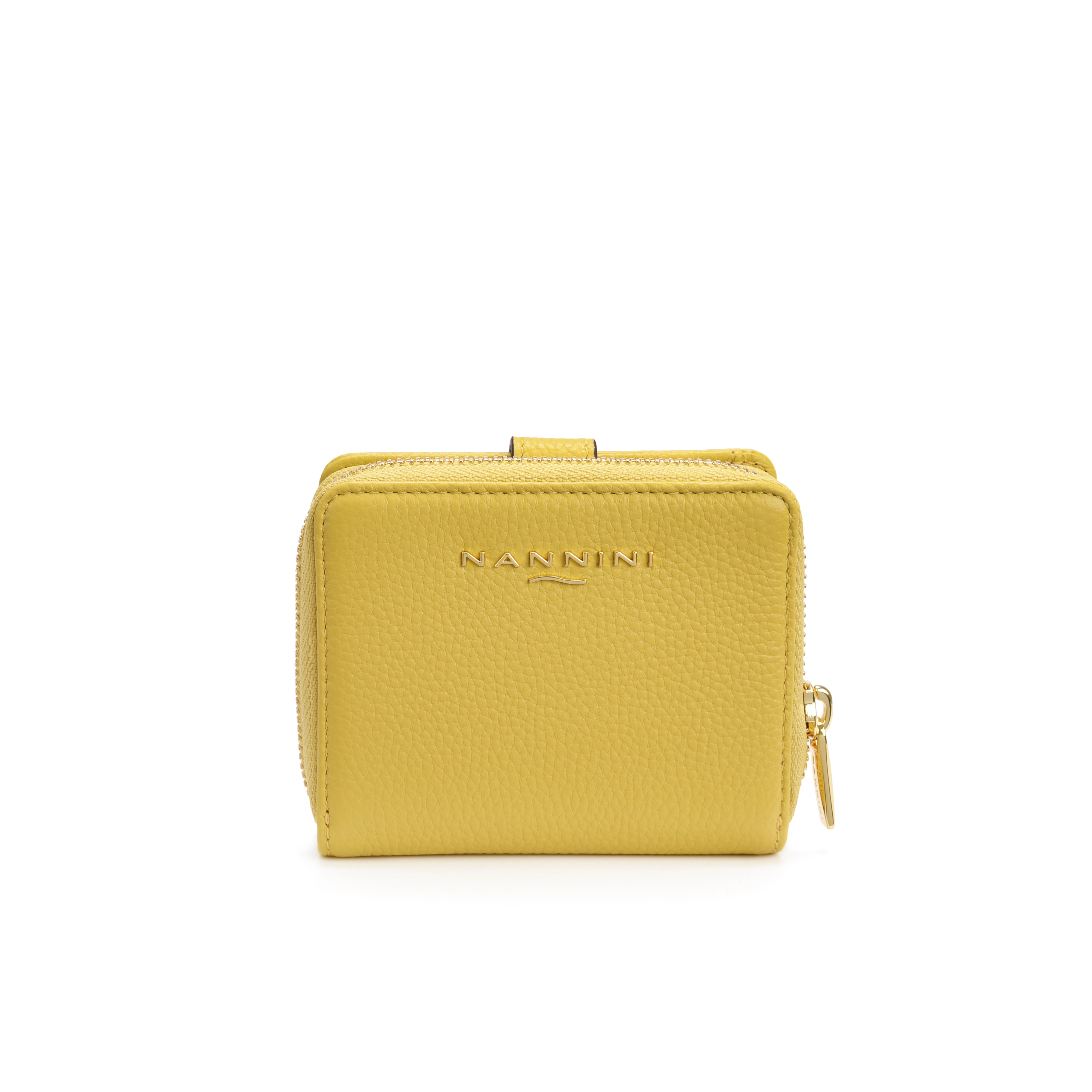 NANNINI borsa spalla donna gialla vera pelle bottalata