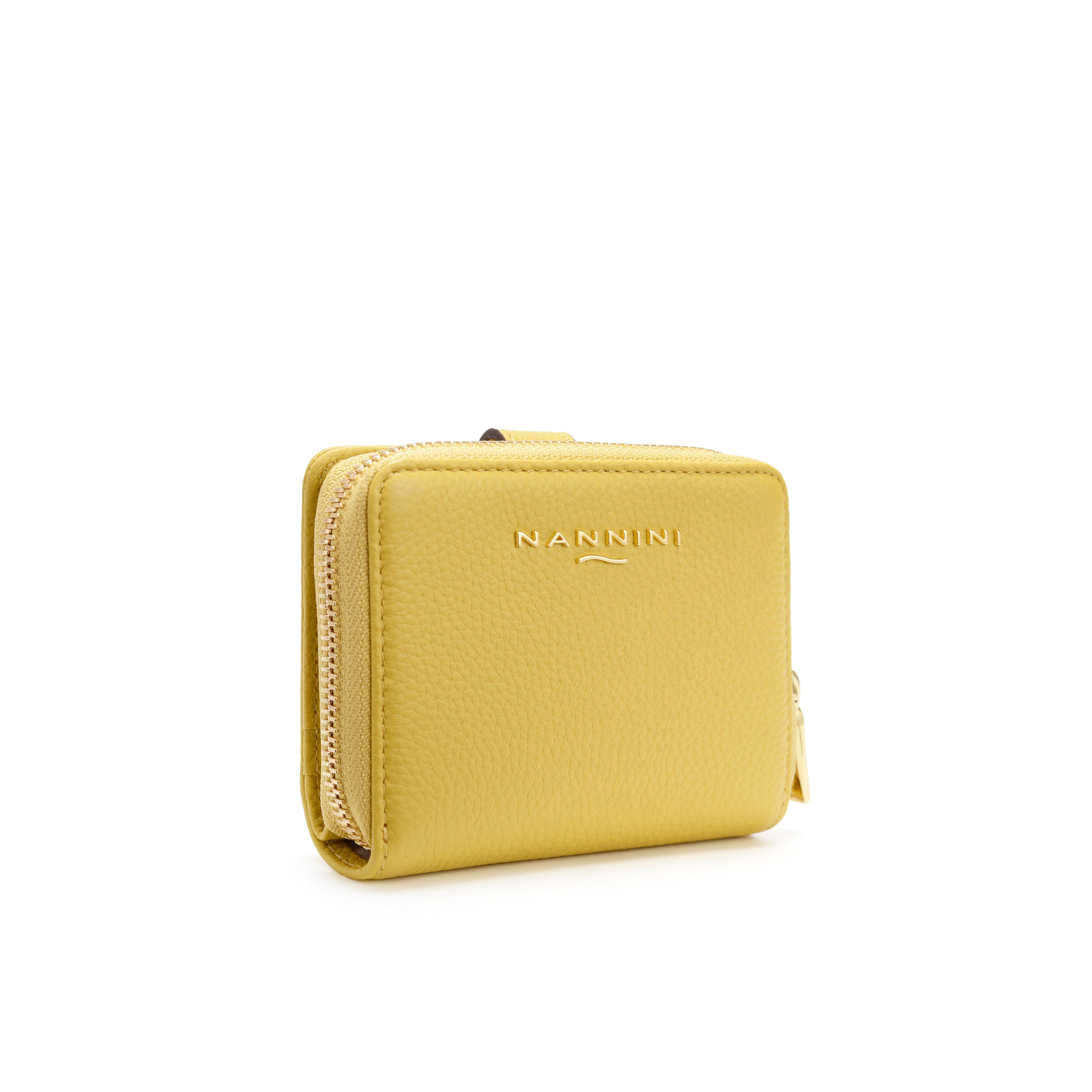 NANNINI borsa spalla donna gialla vera pelle saffiano