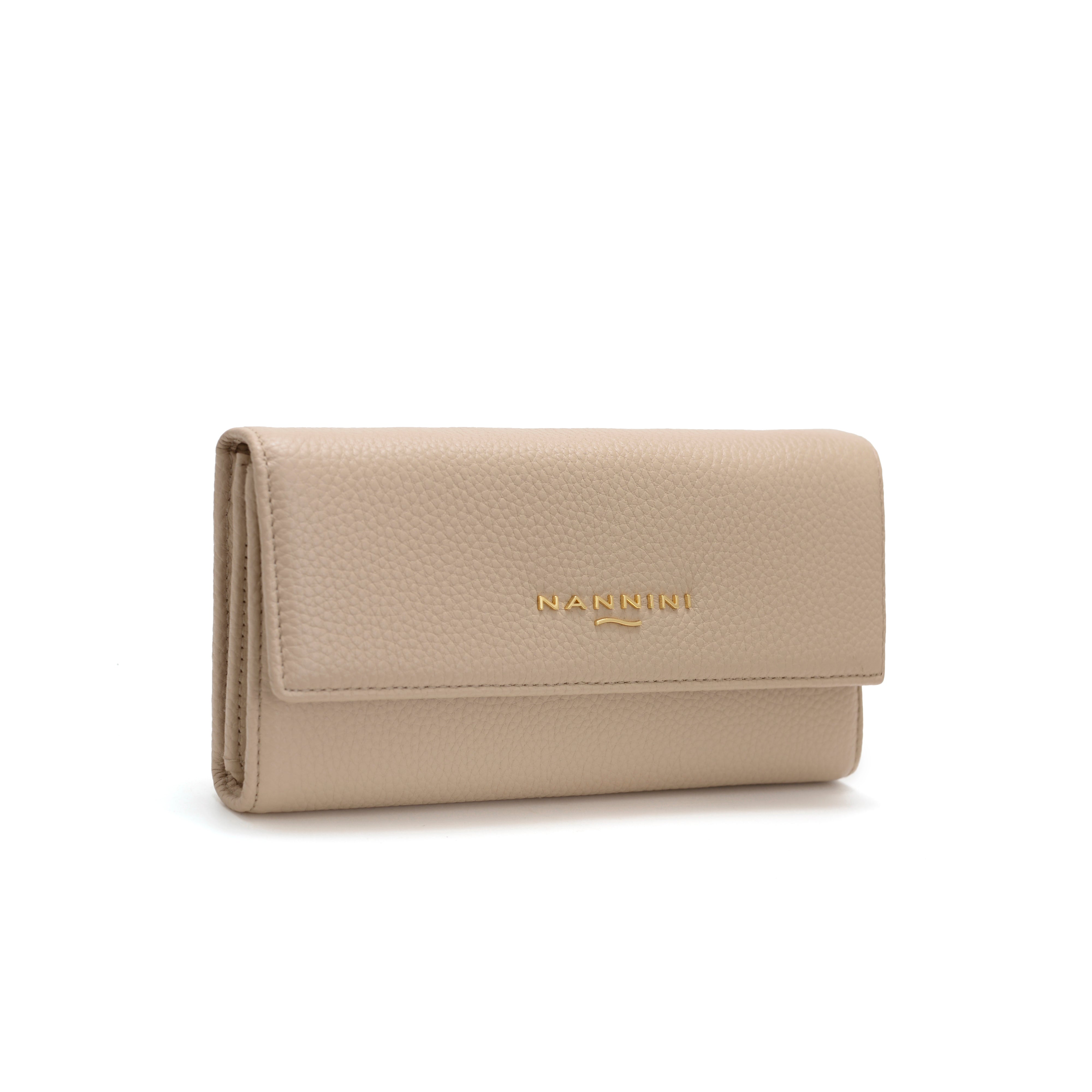 NANNINI borsa a spalla pelle martellata beige tracolla regolabile