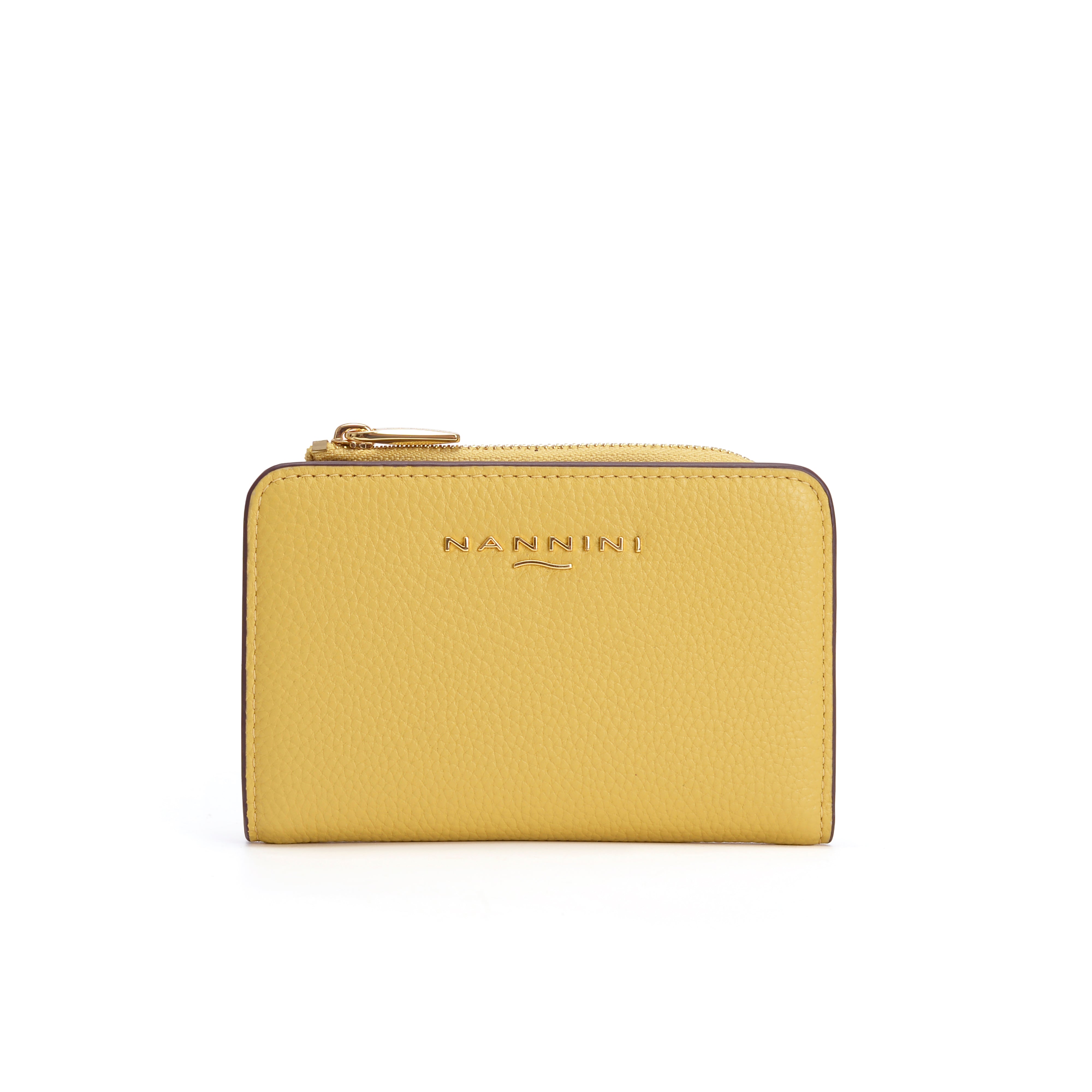 NANNINI borsa a mano trapuntata pelle giallo catena