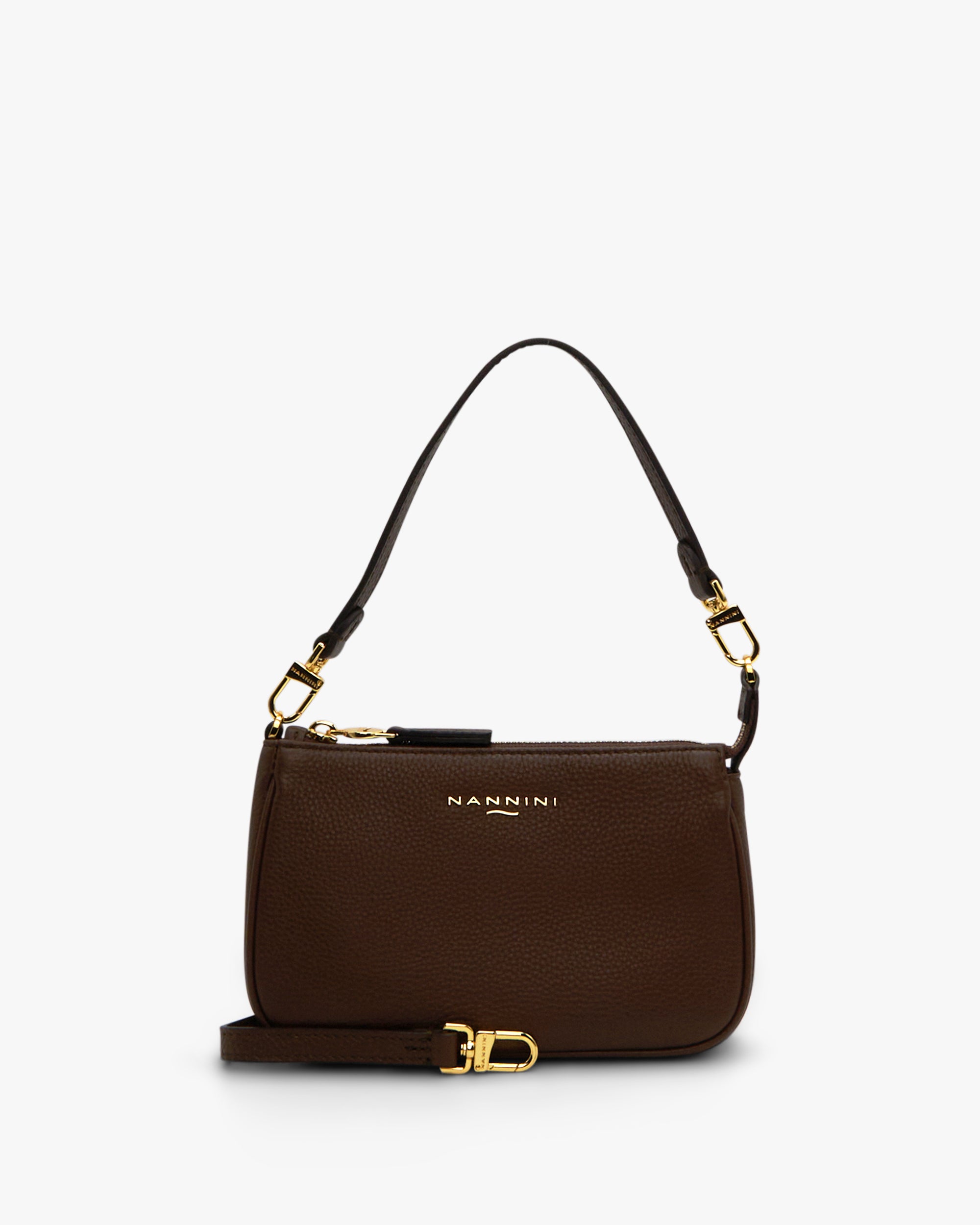 NANNINI borsa spalla donna pelle nero borchie metallo