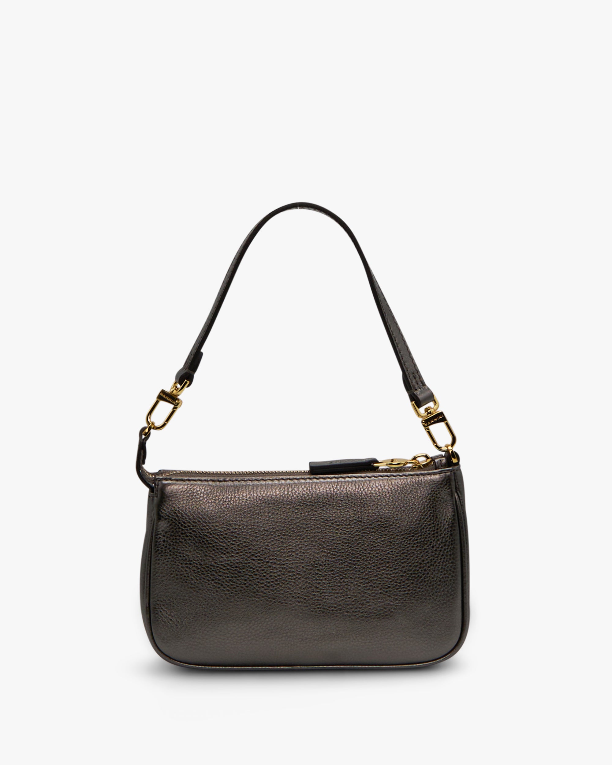 NANNINI borsa secchiello pelle liscia marrone con tracolla