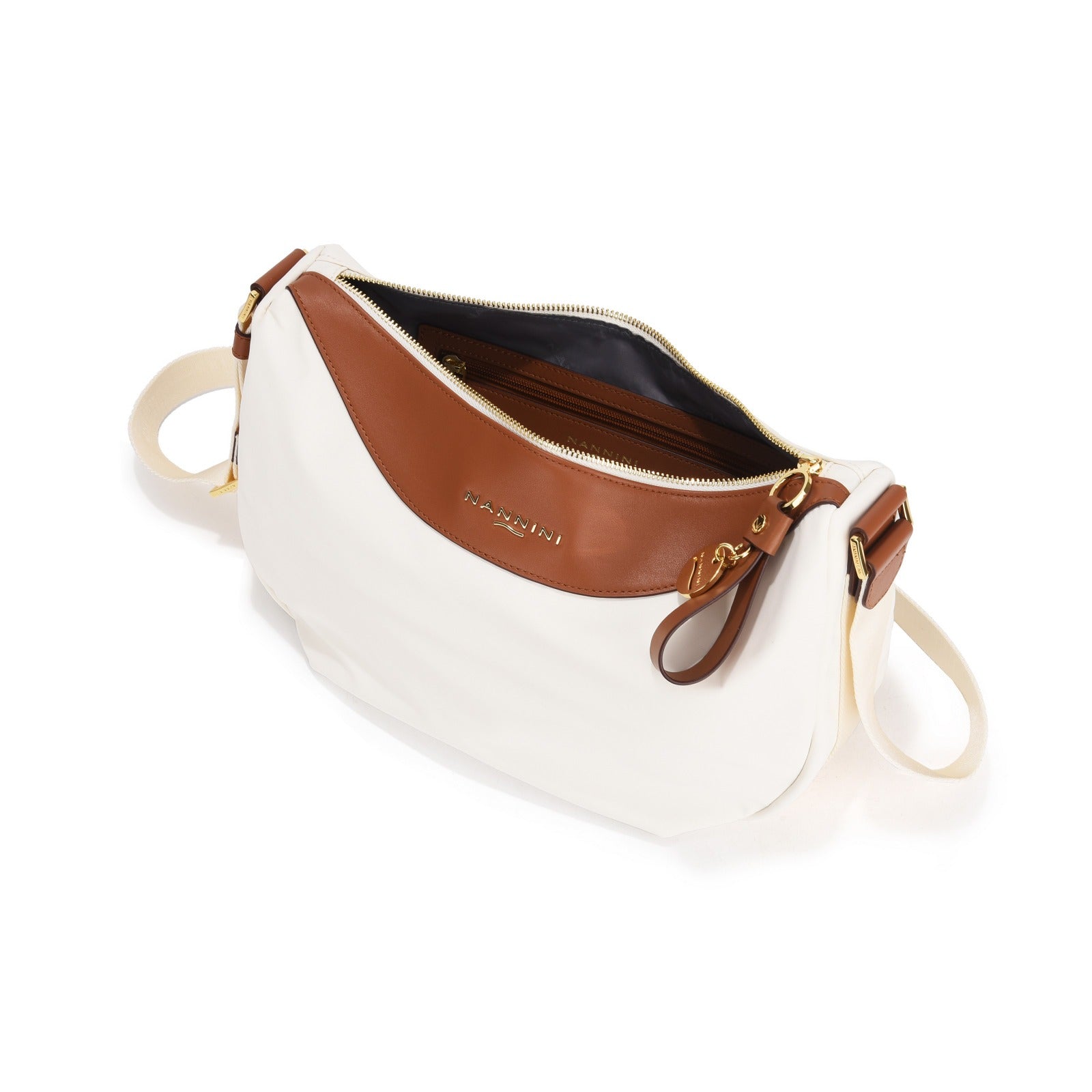 NANNINI borsa spalla donna pelle liscia cuoio marrone